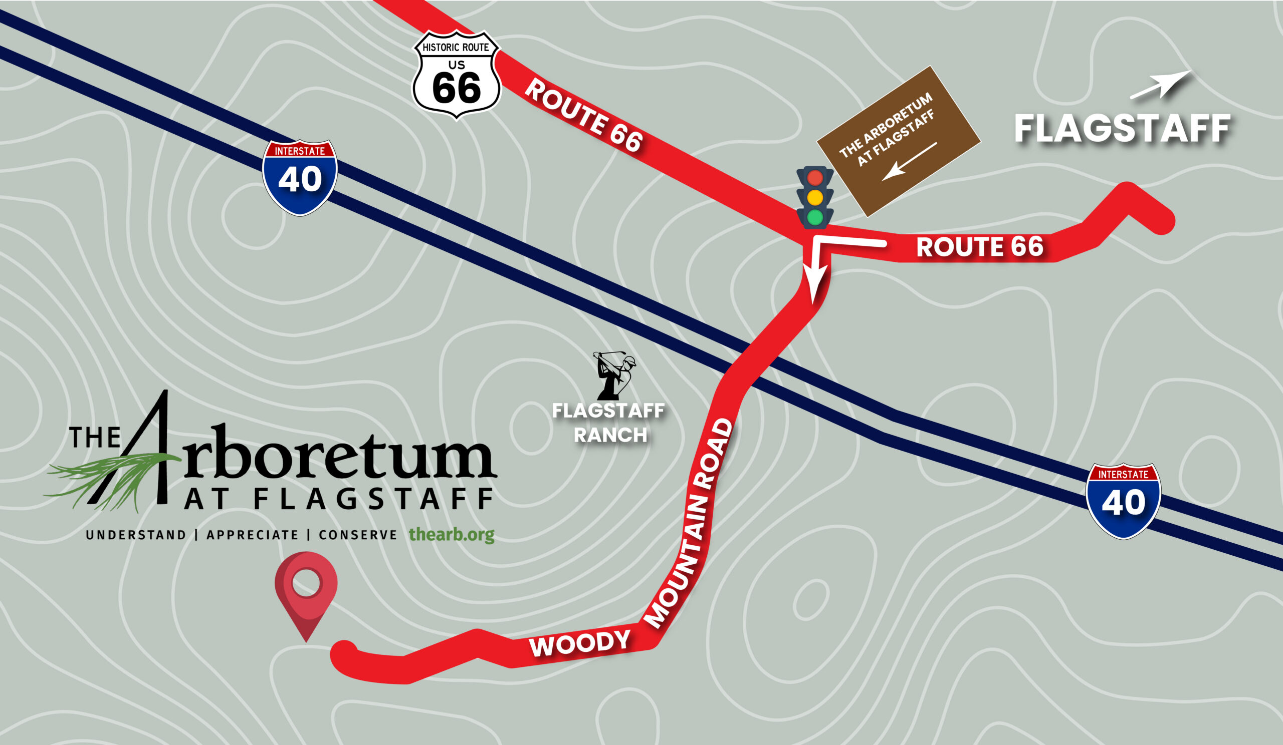 Rt. 66 map to the Arb